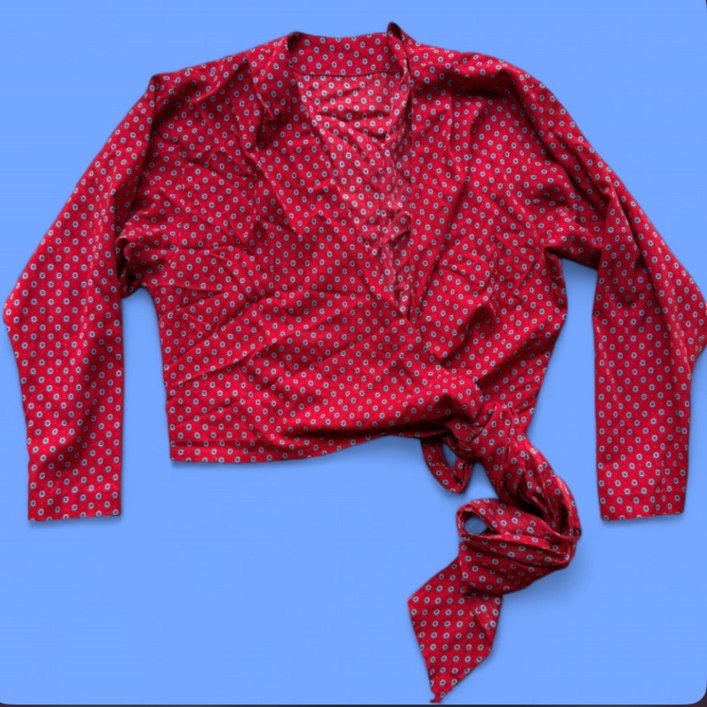 Vintage Red Floral polka dot wrap top and tank set